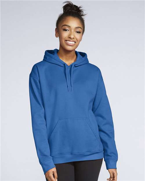 Gildan SF500 Unisex Softstyle® Midweight Hooded Sweatshirt Royal Cotton Cotton-Poly Blend Fleece Hooded Insulated Jersey Midweight Moisture-Wicking Outerwear Pocket Polyester Regular Fit Spandex Sport / Athletic Super Heavyweight Sweatshirts & Fleece Tear-Away Label Tops Womens Womens Tops