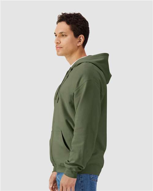 Gildan SF600, Unisex Softstyle Midweight Full-zip Hooded Sweatshirt, Military Green