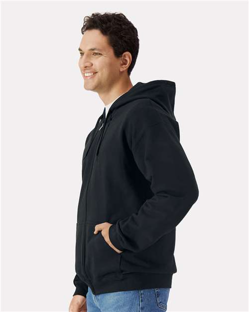 Gildan SF600, Unisex Softstyle Midweight Full-zip Hooded Sweatshirt, Black