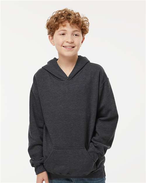 M&O 3322, Youth Fleece Pullover Hoodie, Dark Heather