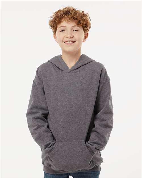 M&O 3322, Youth Fleece Pullover Hoodie, Heather Grey