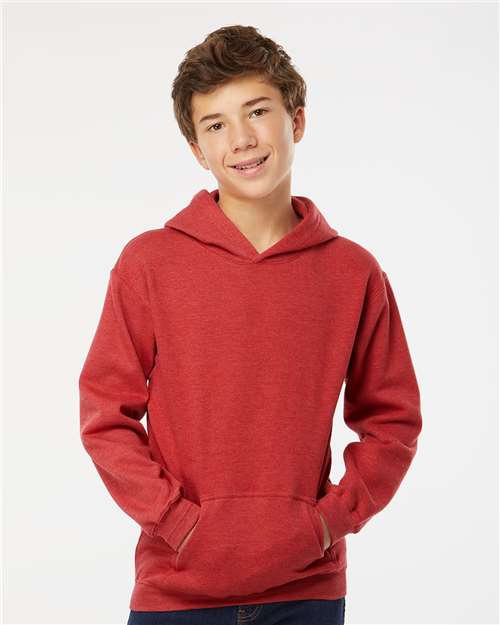 M&O 3322, Youth Fleece Pullover Hoodie, Heather Red