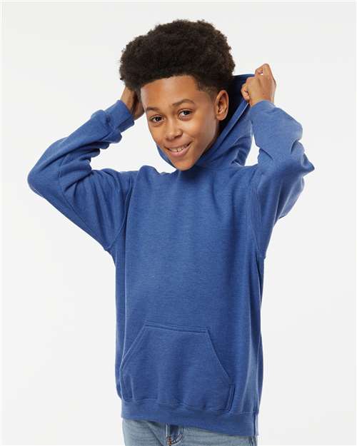 M&O 3322, Youth Fleece Pullover Hoodie, Heather Royal