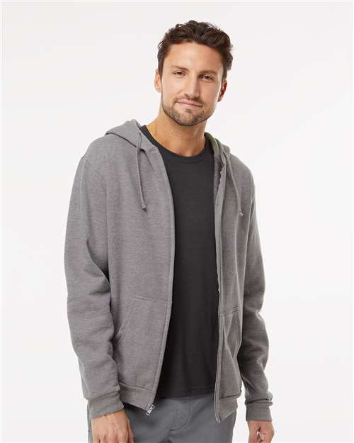 M&O 3331, Unisex Zipper Fleece Hoodie, Heather Grey