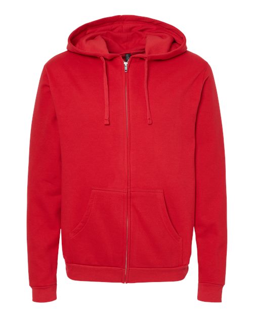 M&O 3331, Unisex Zipper Fleece Hoodie, Red