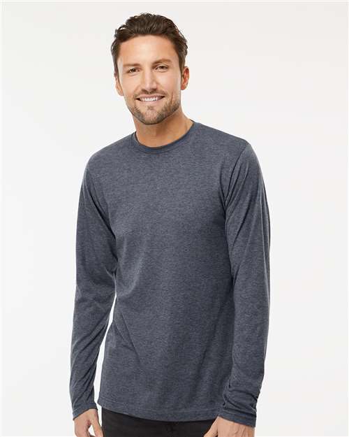 Poly-Blend Long Sleeve T-Shirt - - 9412 Heather Navy 00542 3520 6-6.9 oz Blends Cotton Cotton/Poly (50/50) Crewneck Fall Layering CA Fall Style Guide 2024 CA Long Sleeves M&O Mens & Unisex No Visible Logos Polyester - Over 50% Regular (5-6 oz) S&S Exclusive Brands Side Seams T-Shirts T-Shirts - Long Sleeve The Edit Styles we're loving CA Tops