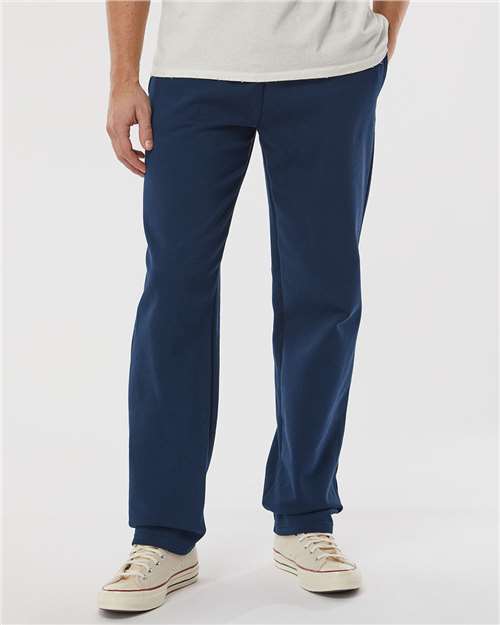 Pocketed Open Bottom Sweatpants - - 9417 Navy 01039 14 oz and over Adult Blends Bottoms Cotton - Over 50% Drawstring Fleece Heavy (Over 6 oz) KF9022 King Fashion Loungewear Mens & Unisex No Visible Logos Open Bottoms Pockets Polyester Sweatpants