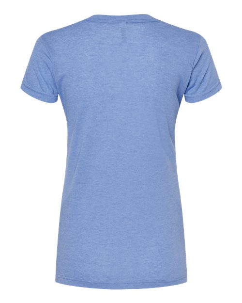 M&O 3542, Women's Deluxe Blend V-neck T-shirt, Heather Blue