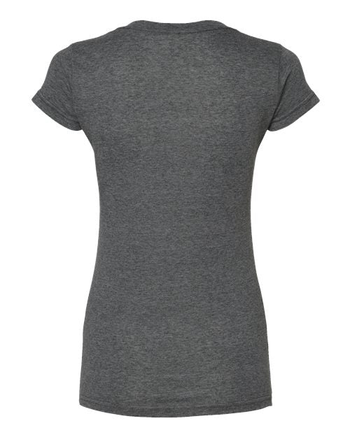 M&O 3542, Women's Deluxe Blend V-neck T-shirt, Heather Charcoal