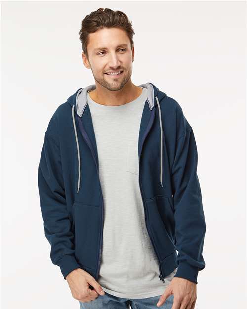 Full-Zip Sweatshirt - - 9420 Navy Sport Grey 01239 14 oz and over Adult Blends Cotton - Over 50% Cuffed / Cuffs Drawstring Fleece Fleece - Premium - Crew Full-Zips Heavy (Over 6 oz) Hooded KF9047 King Fashion Long Sleeves Mens & Unisex No Visible Logos Pockets Polyester Ribbed Sweatshirts Sweatshirts & Fleece Tops Zips