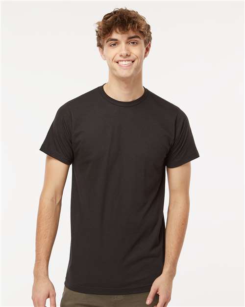 Deluxe Blend T-Shirt - - 9421 Black 00842 3541 6-6.9 oz Adult Cotton Cotton - Ringspun Crewneck Fall Style Guide 2024 CA Festival Season M&O Mens & Unisex No Visible Logos Polyester - Over 50% Regular (5-6 oz) S&S Exclusive Brands Short Sleeves Side Seams T-Shirts T-Shirts - Premium Tops