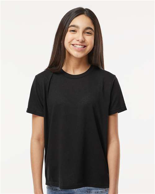Youth Deluxe Blend T-Shirt - - 9425 Black 00942 3544 6-6.9 oz Back to School 2025 CA Blends Cotton - Ringspun Crewneck Fall Style Guide 2024 CA M&O No Visible Logos Polyester - Over 50% Regular (5-6 oz) Short Sleeves Side Seams T-Shirts T-Shirts - Premium The Edit Styles we're loving CA Tops Youth Youth Summer Styles
