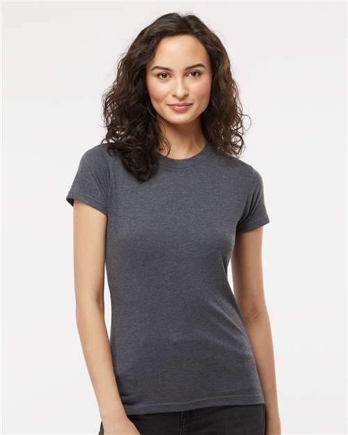 Women's Fine Jersey T-Shirt - - 9433 Heather Charcoal 01442 4513 7-7.9 oz Adult Cotton - 100% Cotton - Combed Cotton - Ringspun Crewneck Heavy (Over 6 oz) Jersey Knit M&O No Visible Logos Short Sleeves Side Seams T-Shirts T-Shirts - Premium Tops Womens