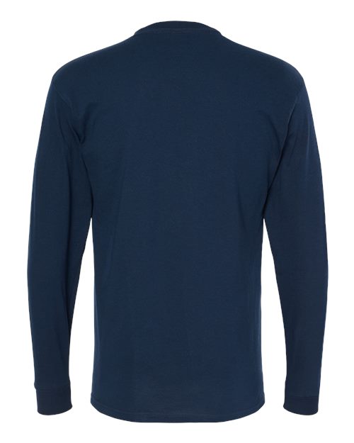 M&O 4820, Unisex Gold Soft Touch Long Sleeve T-shirt, Deep Navy