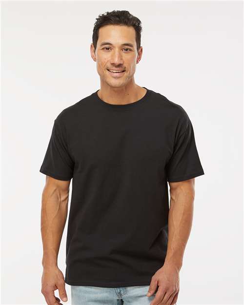 Ring-Spun T-Shirt - - 9471 Black 01942 5500 9-9.9 oz Cotton Cotton - 100% Cotton - Ringspun Crewneck Cuffed / Cuffs Heavy (Over 6 oz) Jersey M&O Mens & Unisex No Visible Logos Preshrunk S&S Exclusive Brands Short Sleeves T-Shirts T-Shirts - Premium Tops