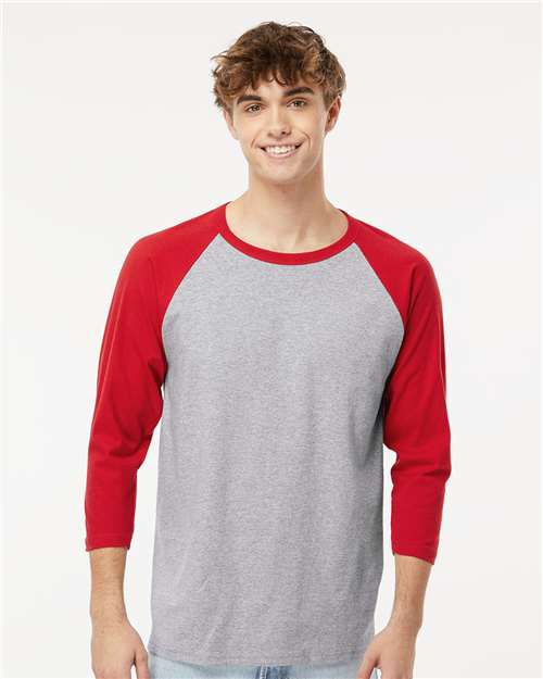 Raglan Three-Quarter Sleeve Baseball T-Shirt - - 9478 Sport Grey Red 02142 3/4 Sleeves 5540 9-9.9 oz Adult Back to School 2024 CA Back to School 2025 CA Cotton - 100% Cotton - Ringspun Crewneck Fall Style Guide 2024 CA Festival Season Heavy (Over 6 oz) Jersey M&O Mens & Unisex No Visible Logos Preshrunk Raglans T-Shirts T-Shirts - Long Sleeve Tops