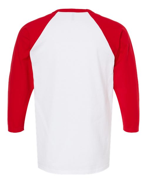 M&O 5540, Raglan Three-quarter Sleeve Baseball T-shirt, White/ Red