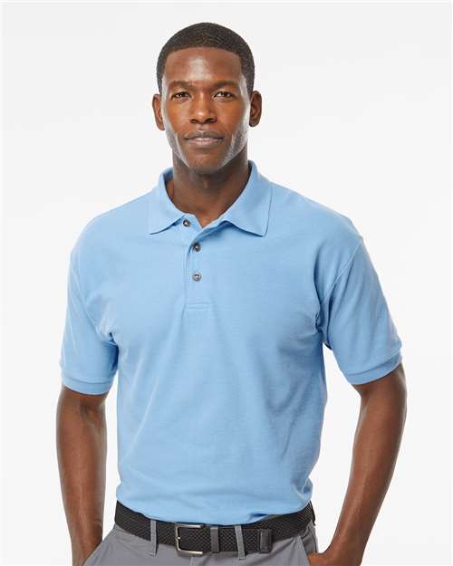 M&O 7002, Ring-spun Piqué Polo, Light Blue