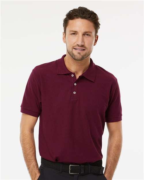 Soft Touch Polo - - 9539 Maroon 03142 11-11.9 oz 7006 Adult Blends Cotton Cotton/Poly (50/50) M&O Mens & Unisex No Visible Logos Office Apparel and Workwear Pique Plackets Polos Polos & Knits S&S Exclusive Brands Short Sleeves Sport Shirts Tops Tubular