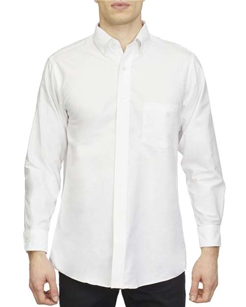 Oxford Shirt - - 9541 White 3XL 18CV313 53597 7-7.9 oz Adult Button Down Collar Cotton - Over 50% Cuffed / Cuffs Dress Shirts Long Sleeves Mens & Unisex No Visible Logos Pockets Polyester Retail Brands Tops Van Heusen Wovens Wovens & Dress Shirts