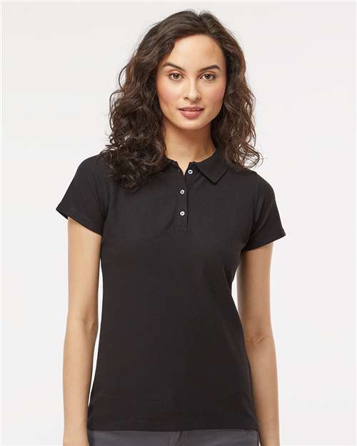 Women's Soft Touch Polo - - 9542 Fine Black 03242 11-11.9 oz 7007 Adult Cotton Cotton/Poly (50/50) Heavy (Over 6 oz) M&O No Visible Logos Pique Polos Polos & Knits S&S Exclusive Brands Self Collar Short Sleeves Side Seams Sport Shirts Tops Womens