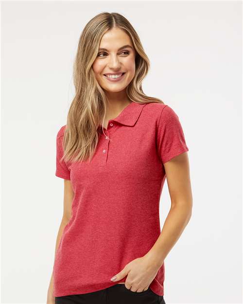Women's Soft Touch Polo - - 9542 Heather Red 03242 11-11.9 oz 7007 Adult Cotton Cotton/Poly (50/50) Heavy (Over 6 oz) M&O No Visible Logos Pique Polos Polos & Knits S&S Exclusive Brands Self Collar Short Sleeves Side Seams Sport Shirts Tops Womens