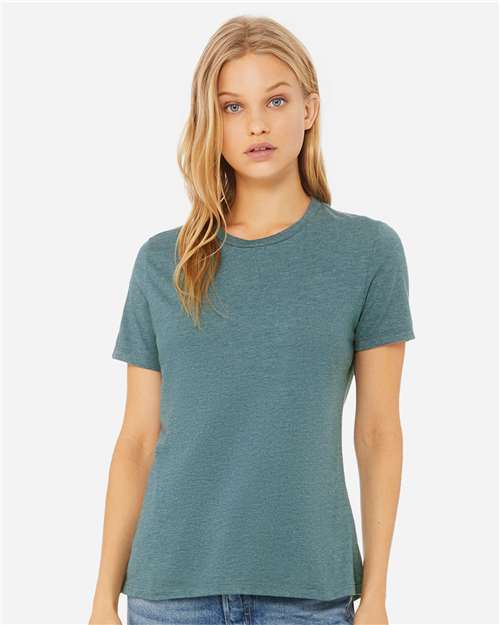 BELLA + CANVAS 6400CVC, Women’s Relaxed Fit Heather Cvc Tee, Heather Deep Teal