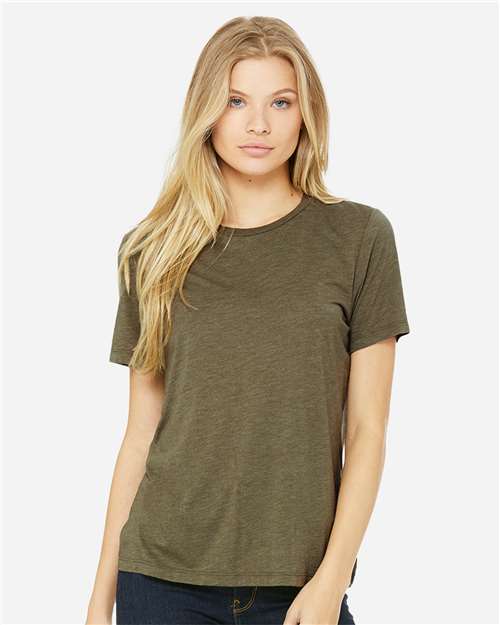 BELLA + CANVAS 6413, Women’s Relaxed Fit Triblend Tee, Olive Triblend