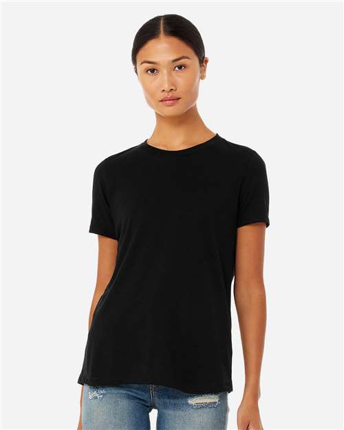 BELLA + CANVAS 6413, Women’s Relaxed Fit Triblend Tee, Solid Black Triblend