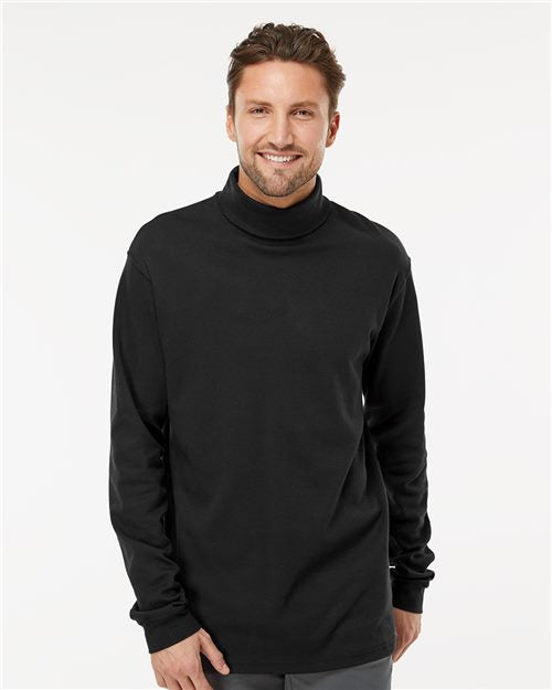 Interlock Turtleneck Long Sleeve T-Shirt - - 9383 00439 12-12.9 oz Adult Cotton - 100% Cotton - Combed Cotton - Ringspun Cuffed / Cuffs Heavy (Over 6 oz) Jersey KF4900 King Fashion Long Sleeves Mens & Unisex No Visible Logos Ribbed Spandex T-Shirts T-Shirts - Long Sleeve Tops