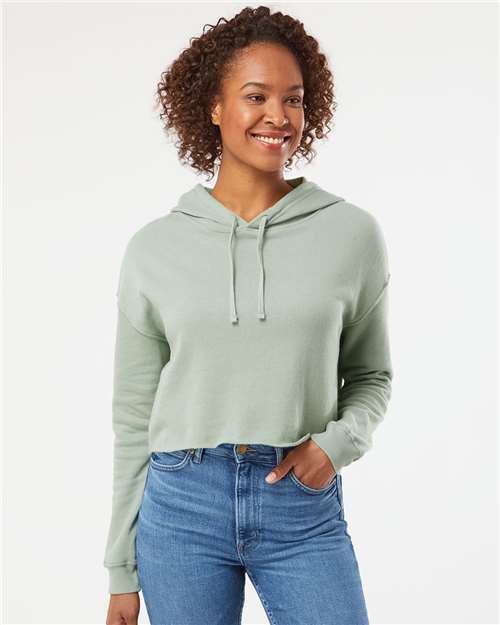 Independent Trading Co. AFX64CRP, Women’s Lightweight Crop Hooded Sweatshirt, Sage