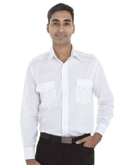 Aviation Long Sleeve Shirt - - 9551 18CV319 54197 6-6.9 oz Adult Blends Cotton/Poly (50/50) Dress Shirts Long Sleeves Mens & Unisex No Visible Logos Pockets Polyester - Over 50% Poplin Retail Brands Self Collar Tops Van Heusen Wovens Wovens & Dress Shirts