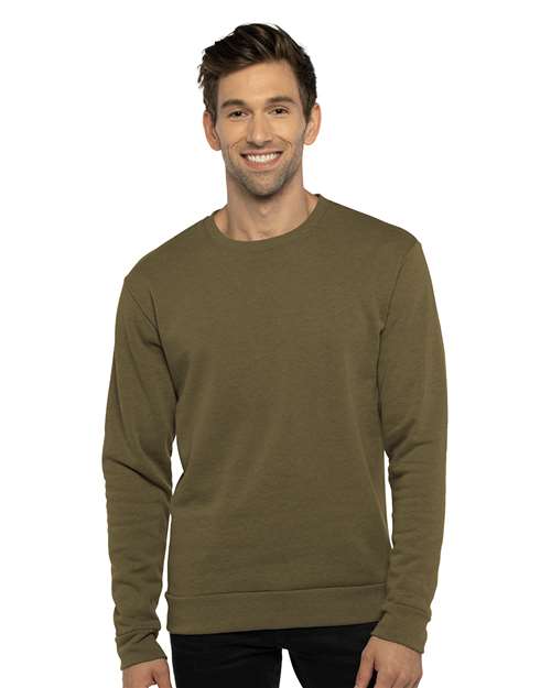 Next Level 9002, Unisex Malibu Crewneck Sweatshirt, Heather Military Green