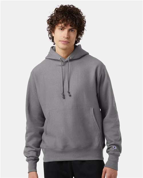 Champion S101, Unisex Reverse Weave Hooded Sweatshirt, Stone Grey