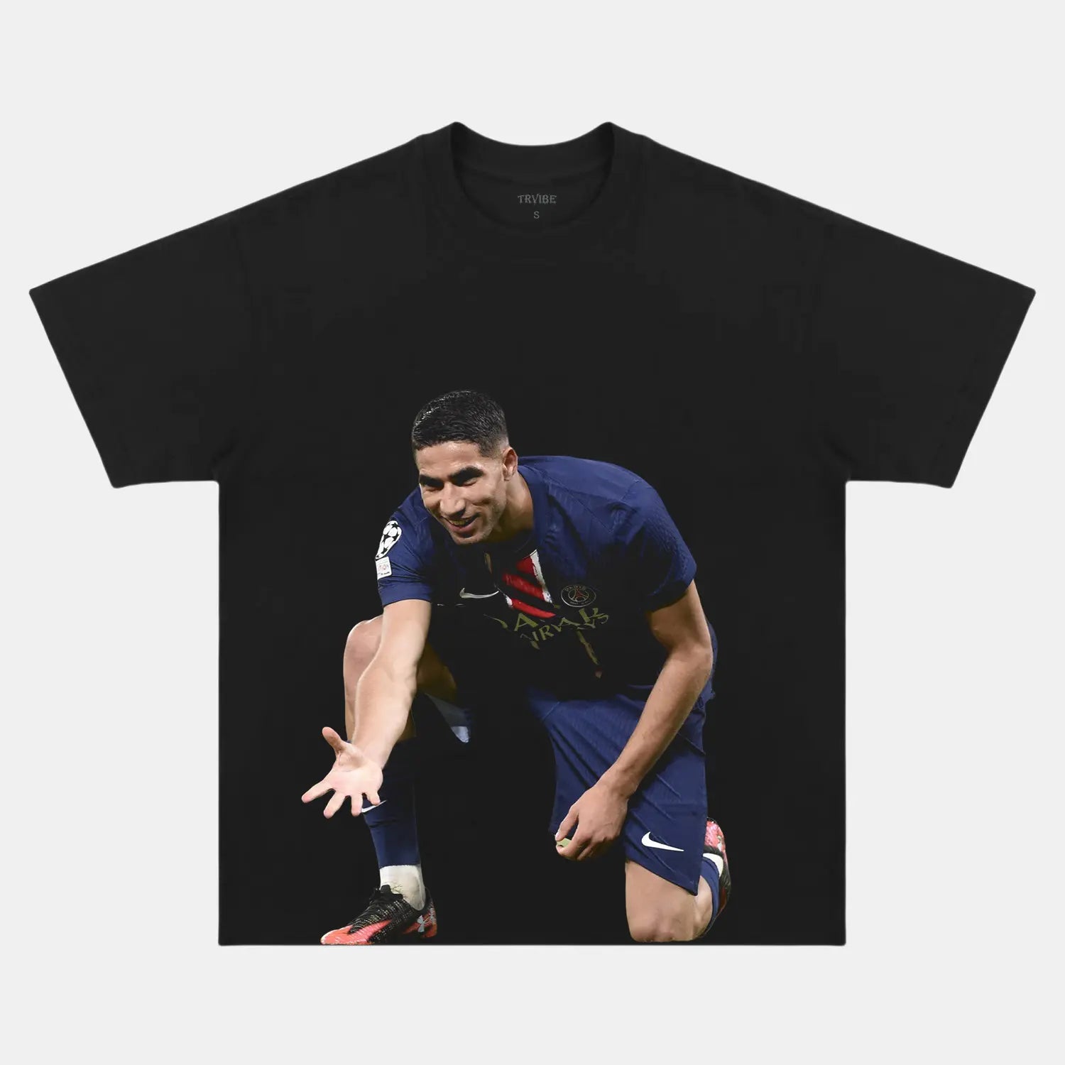 ACHRAF HAKIMI VINTAGE CLOTHES - Toronto Embroidery BLACK TEE bulk orders custom decoration custom embroidery durable embroidery service fast turnaround long lasting premium quality professional embroidery professional grade soccer sport toronto embroidery trvibe apparel