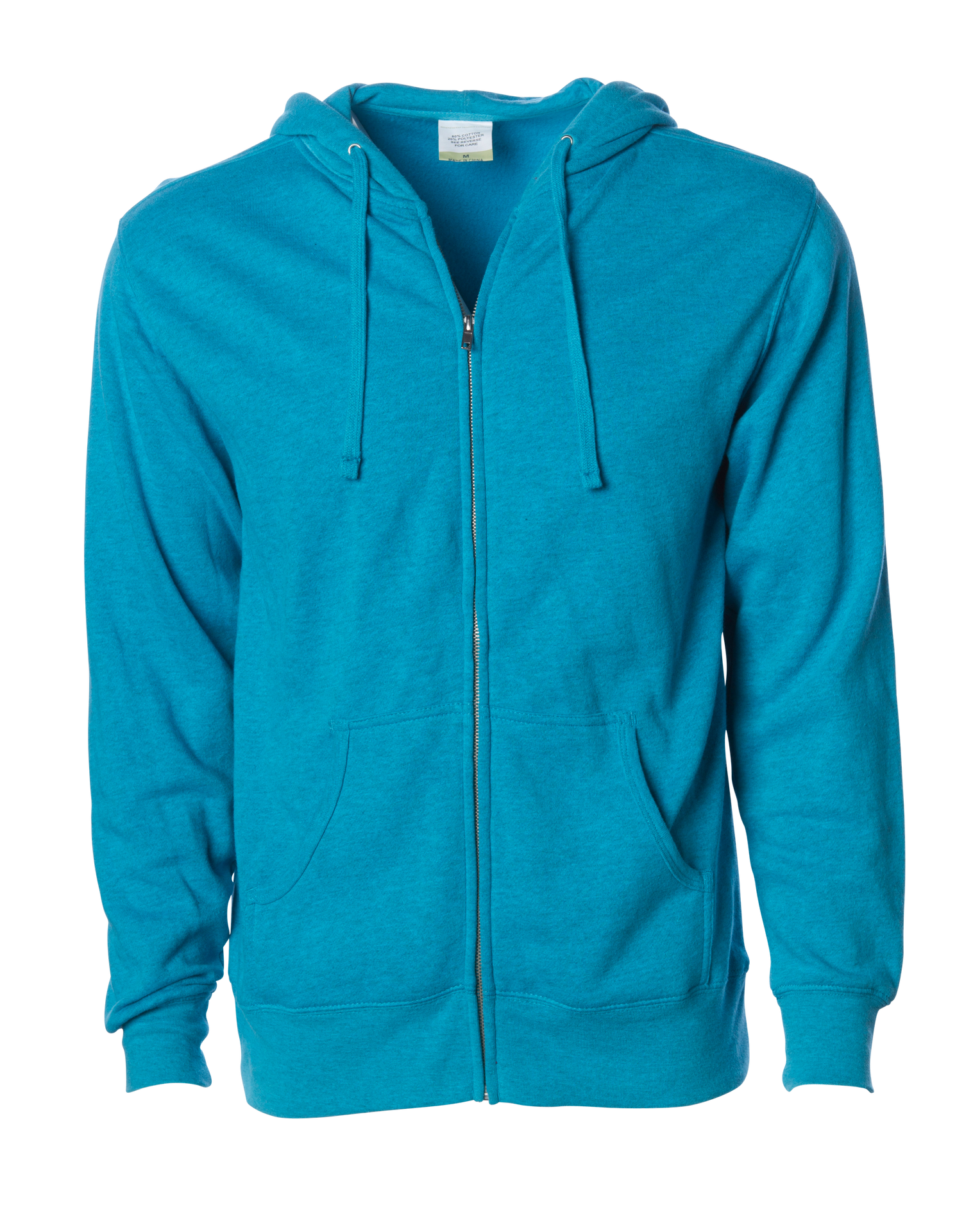 AFX4000Z - Lightweight Zip Hooded Sweatshirt Turquoise Heather AFX AFX4000 BASIC FLEECE CLOSEOUT COTTON / POLYESTER INDEPENDENT Lightweight MEN MEN'S REGULAR tearaway ZIPS