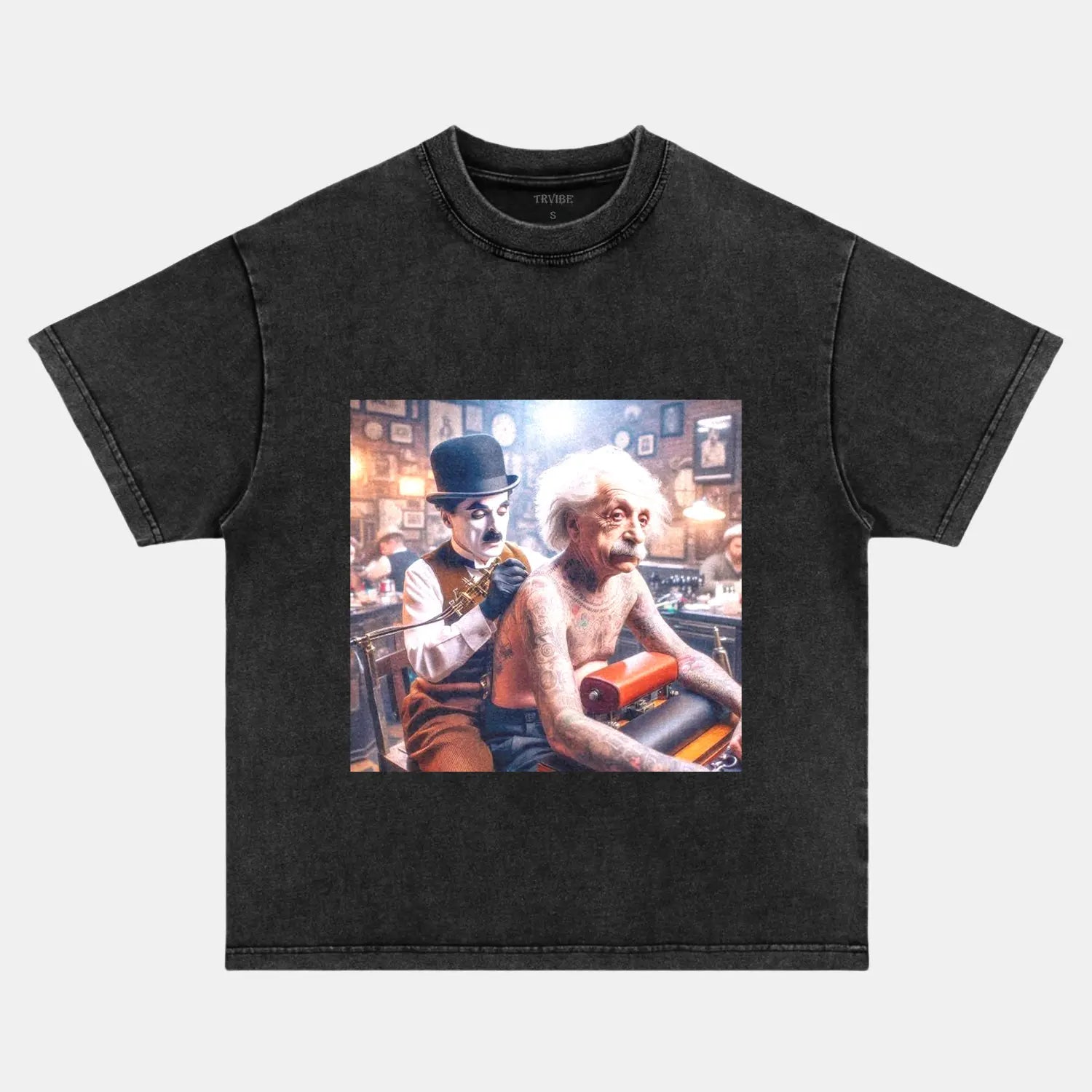 Premium ALBERT EINSTEIN & CHARLIE CHAPLIN T-THIRT | Custom Embroidery Available - Fast Turnaround FUNNY HUMOR
