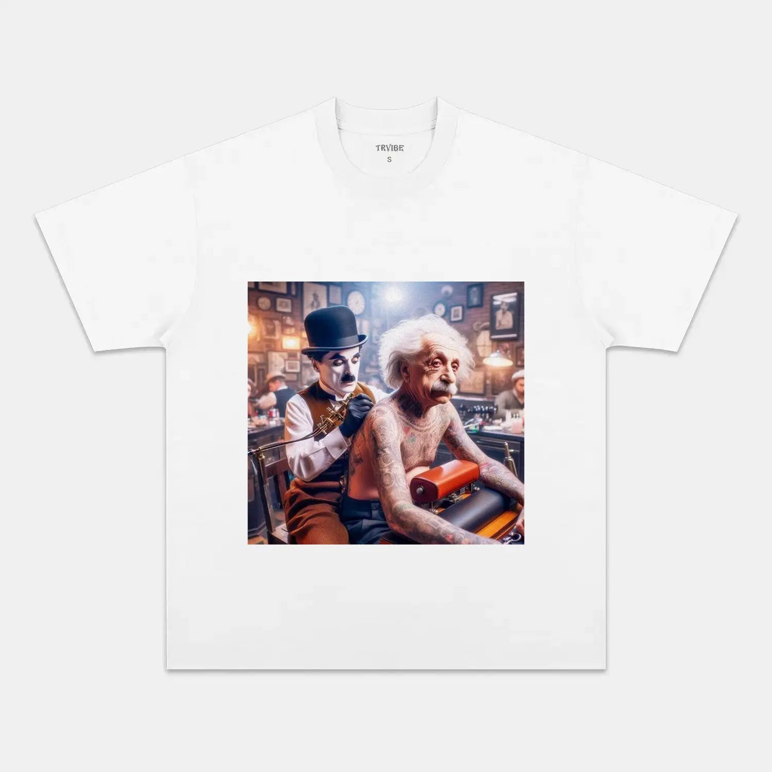 Premium ALBERT EINSTEIN & CHARLIE CHAPLIN T-THIRT | Custom Embroidery Available - Fast Turnaround FUNNY HUMOR
