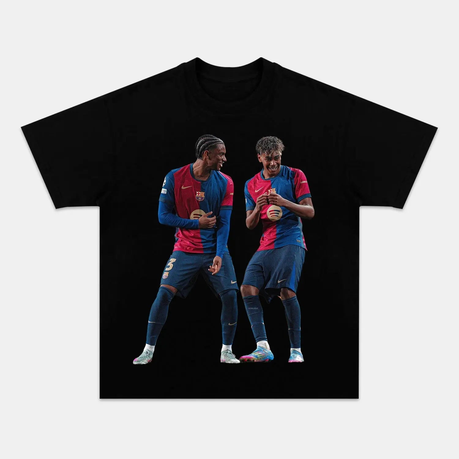Premium ALEJANDRO BALDE & LAMINE YAMAL TEE | Custom Embroidery Available - Fast Turnaround BLACK TEE SOCCER SPORT