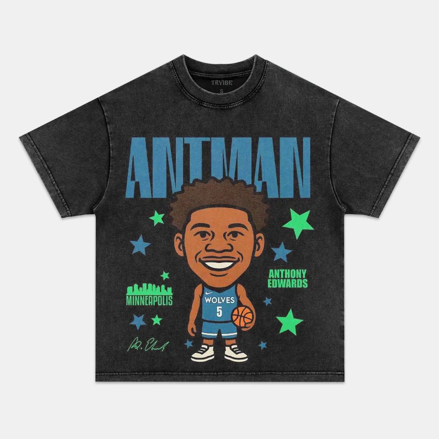 ANTHONY EDWARDS CARTOON TEE - Toronto Embroidery basketball bulk orders custom decoration custom embroidery custom shirts custom t-shirts durable embroidered shirts embroidery service fast turnaround long lasting nba premium quality professional embroidery professional grade sport tee shirts toronto embroidery trvibe apparel