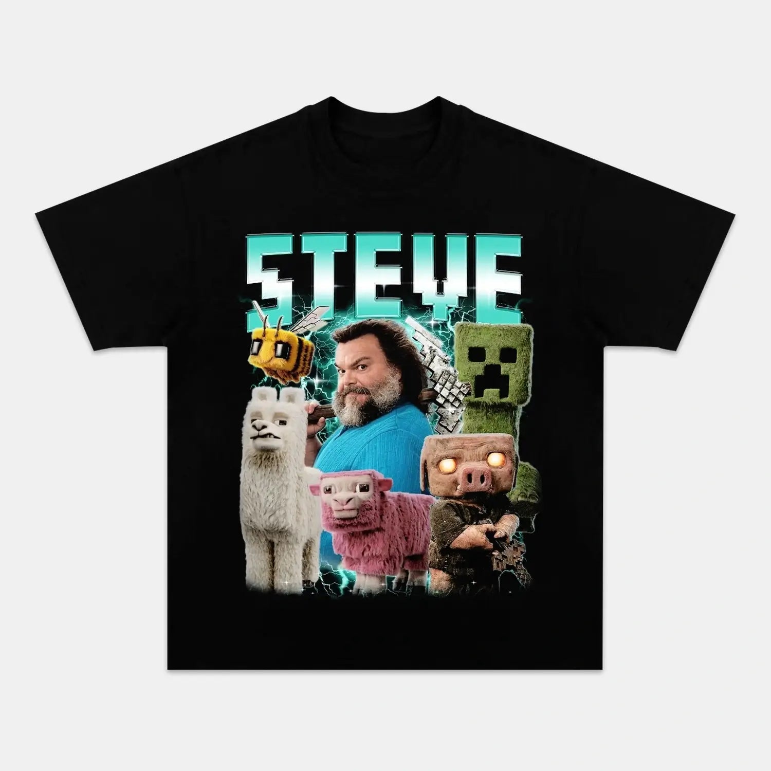 A MINECRAFT MOVIE V2 TEE BLACK GAMES