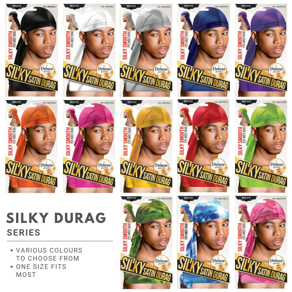Durag - Silky Satin, Various Colours, One Size Accessories Durag Silky