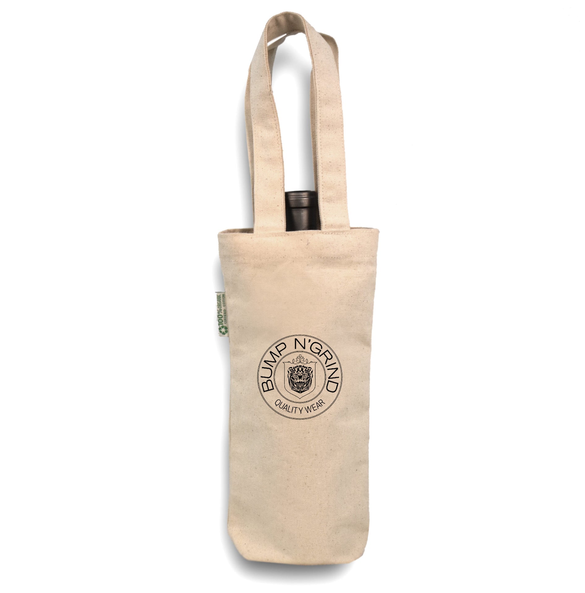 B3760 - Organic Cotton Single Bottle Wine Bag with Durable Handles for Sustainable Gift Wrapping 750 ml wine bottle bag Created by Product Upload eco-friendly gift bag natural cotton wine bag organic cotton wine bag reusable wine tote single bottle wine tote sustainable wine carrier tote bags