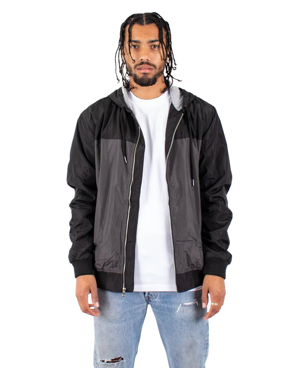 Windbreaker Jacket Black Grey MEN OUTERWEAR POLYESTER REGULAR Shaka Wear