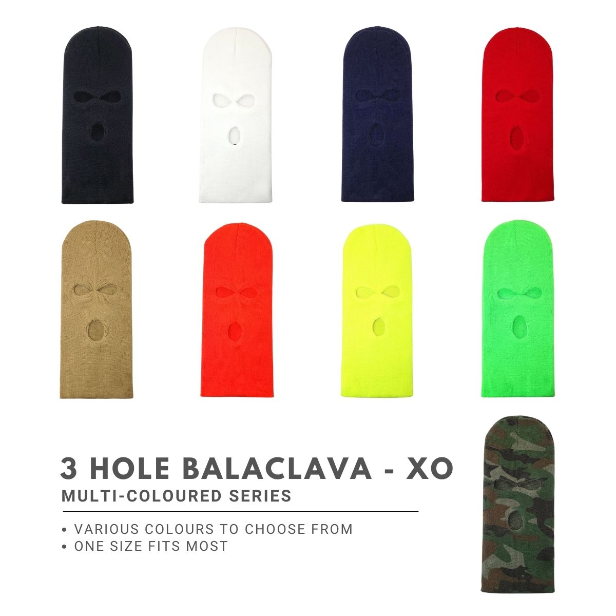 3 Hole Balaclava - XO3, Multi-Coloured