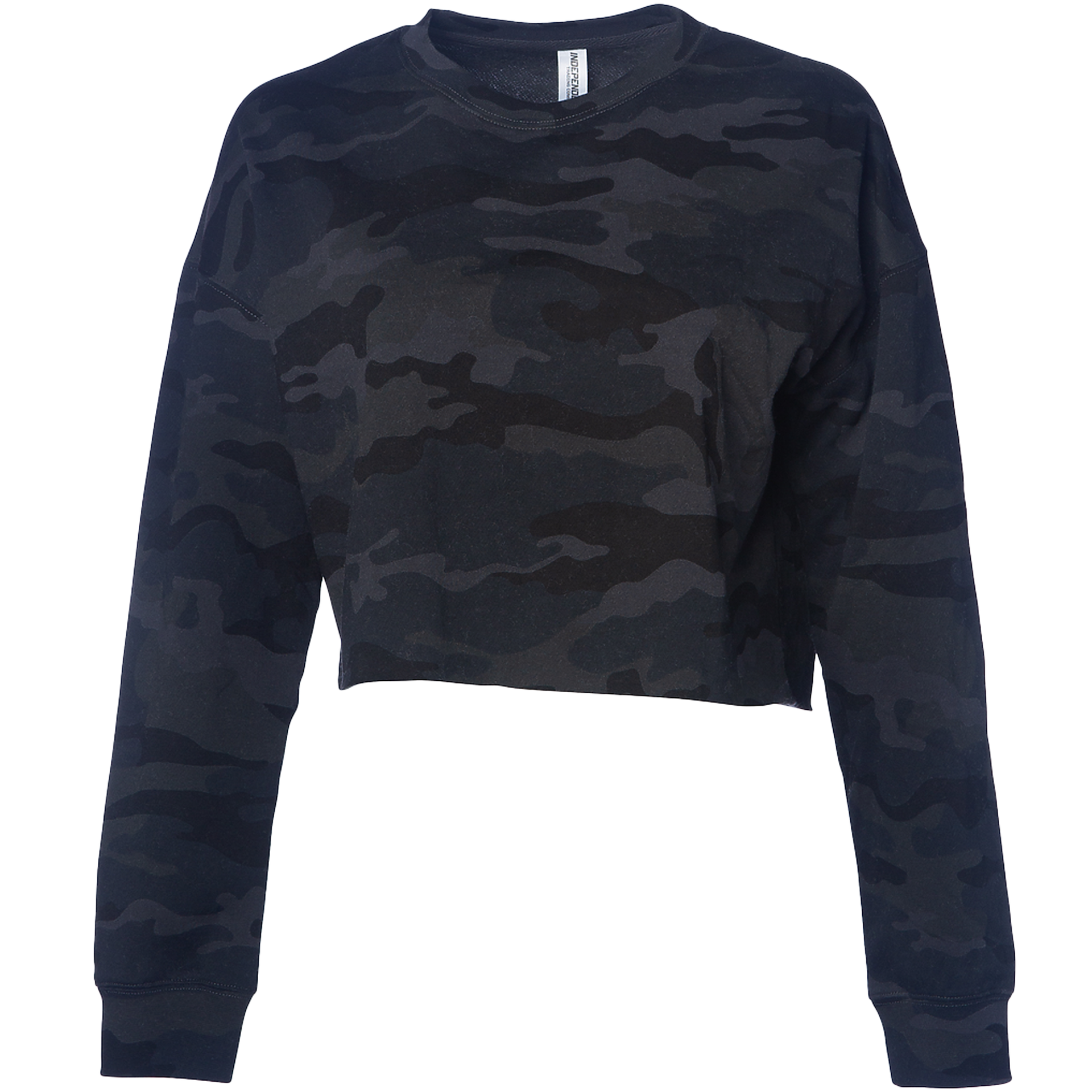 AFX24CRPC - Women's Lightweight Crop Crew Neck Black Camo AFX BASIC FLEECE COTTON / POLYESTER CREWS crop top INDEPENDENT Lightweight tearaway WOMEN