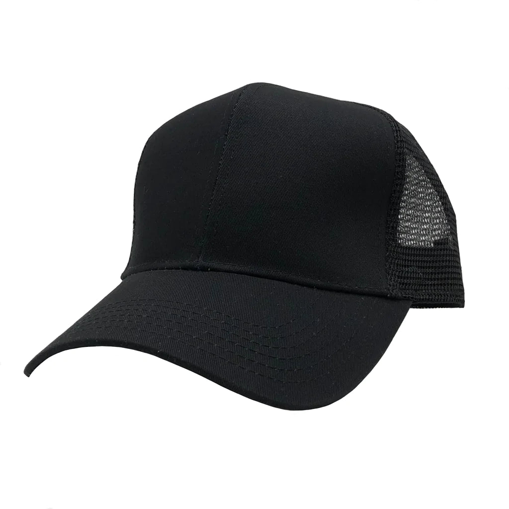 GN-1050M - Pro Style Trucker Cap Black One Size 6 PANELS COTTON / POLYESTER CURVE HIGH PROFILE MESH NISSI nissi caps SNAPBACK STRUCTURED TRUCKER MESH UNISEX