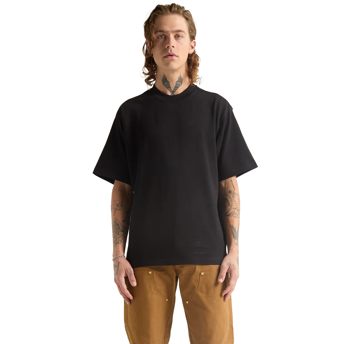 SHAKA WEAR Garment Dye Designer Tee, - 9.0 Oz, Black