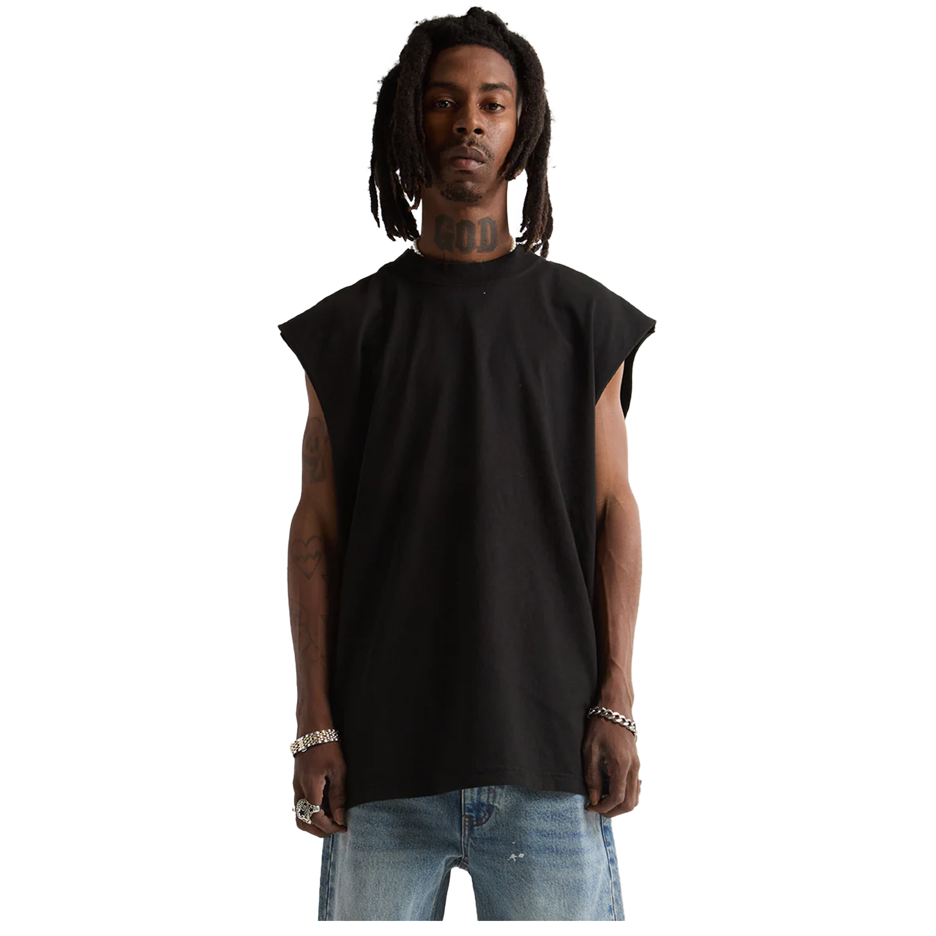 Garment Dye Muscle Tee - 7.5 oz Black COTTON GARMENT DYE GARMENT DYES Heavyweight MEN OVERSIZED Shaka Wear TANK TOP