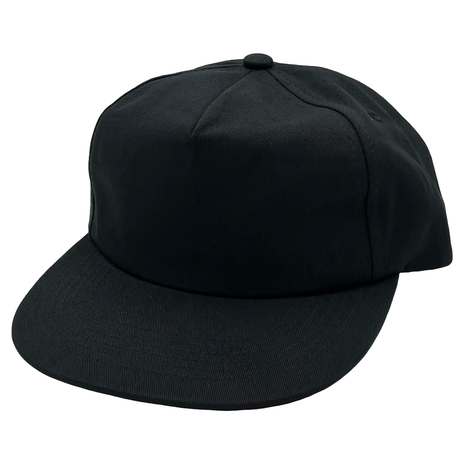 GNV-CT011 - 5 Panels Unstructured Flat Bill Black One Size 5 PANELS 5 PANELS - UNSTRUCTURED COTTON FLAT FLAT BILL mid profile nissi caps SNAPBACK UNISEX UNSTRUCTURED